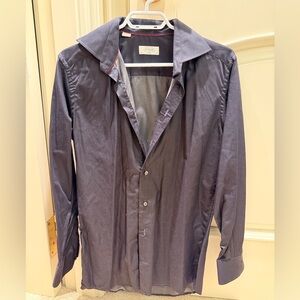 Eton Men's black Dress Shirt size 38 slim fit